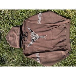 Sapphire Lounge Brown Tribal Graphic Hoodie Men's Size Large